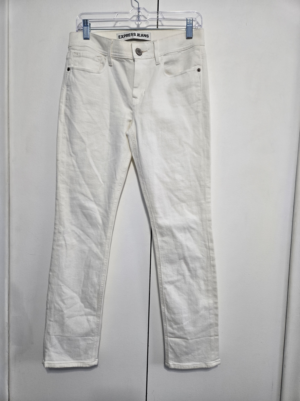 Express Jeans White Cropped Legging Mid Rise Stretch Jeans Women's 4